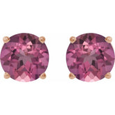 14K Rose 4 mm Natural Pink Tourmaline Stud Earrings